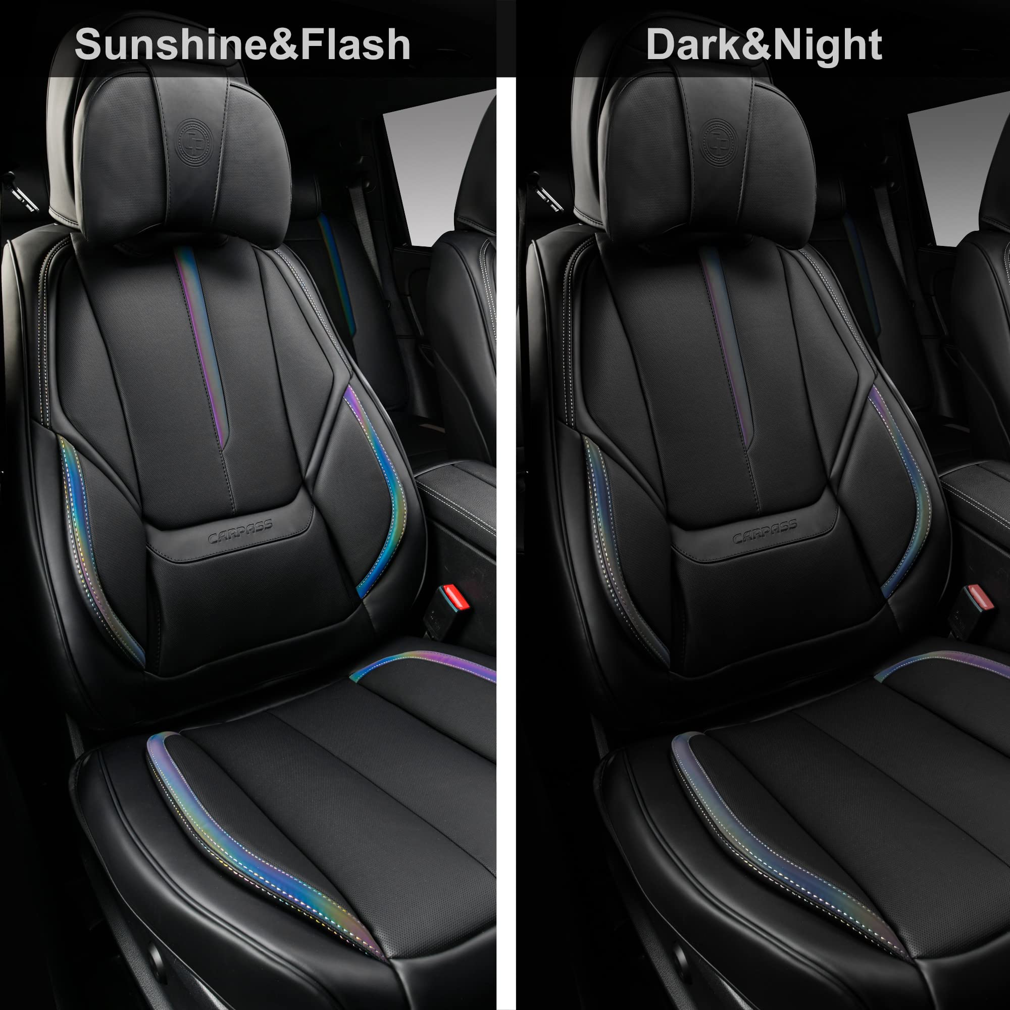 Chameleon Lumbar Support Nappa Leather Seat Covers Full Set Coverage Waterproof & Breathable Luxury Cushioned
