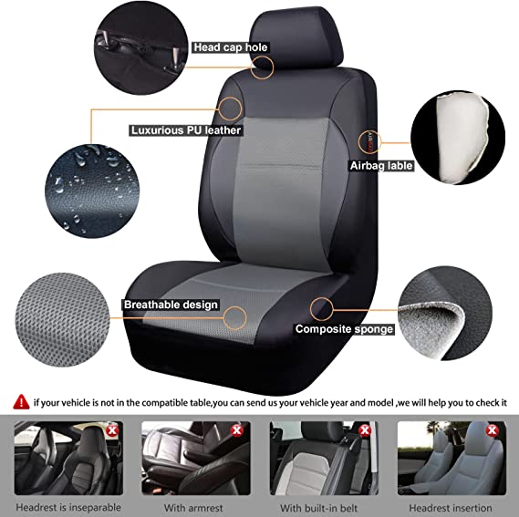 11 Pieces Leather Universal Car Seat Covers