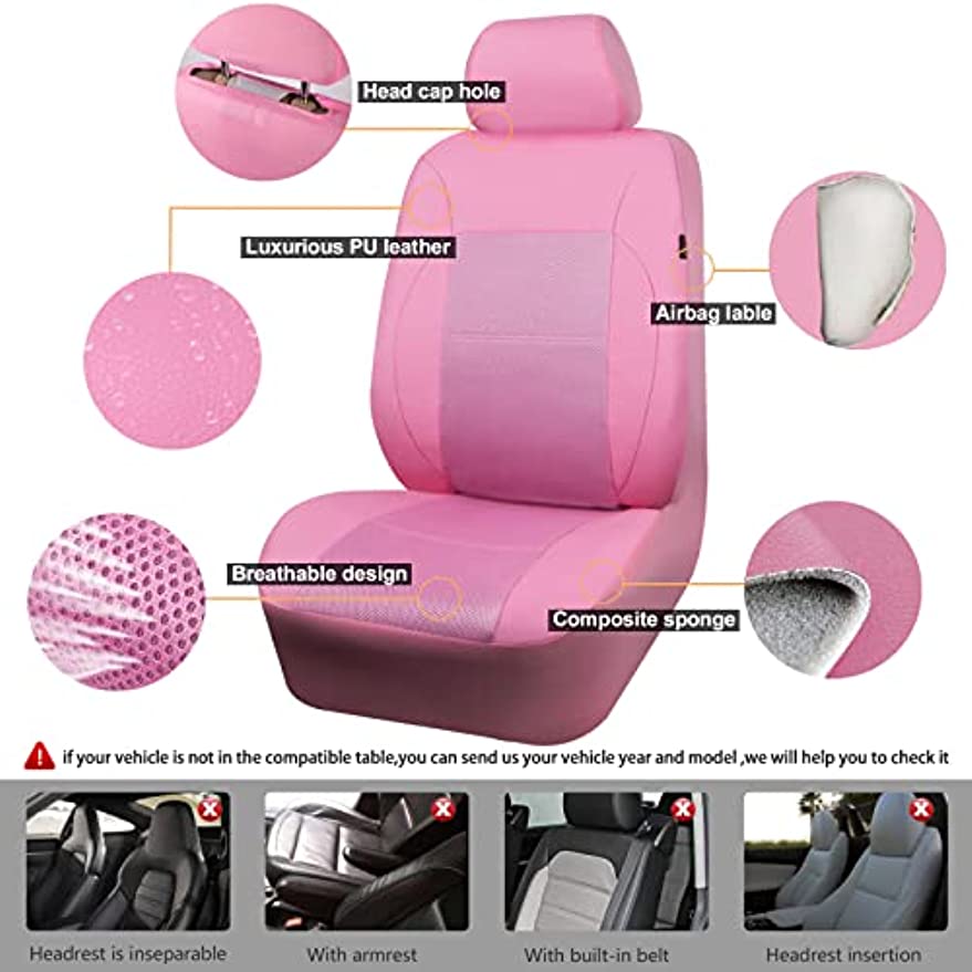 Pink Leather Seat Cover Automotive Universal Car Seat Covers Set Package