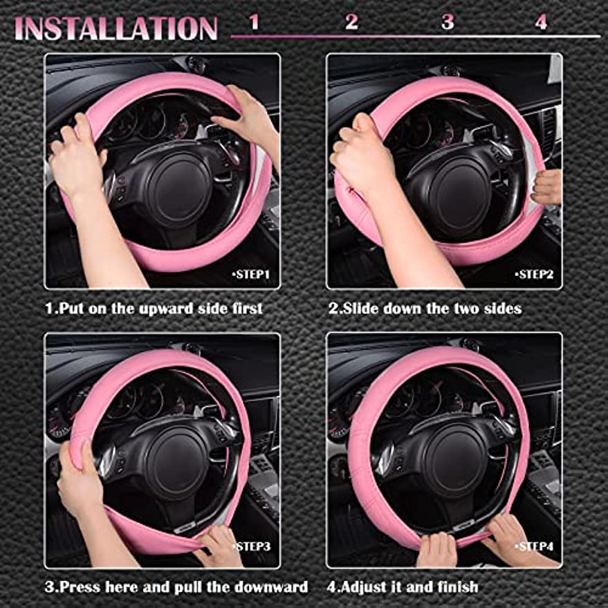 Line Rider Microfiber Leather Sporty Car Steering Wheel Cover Universal Fits for Cars