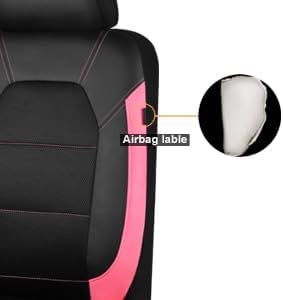 CAR PASS Universal Leather car seat Covers Sport fits Most Cars, SUVs, Trucks, and Vans (Full Set, Black Red)