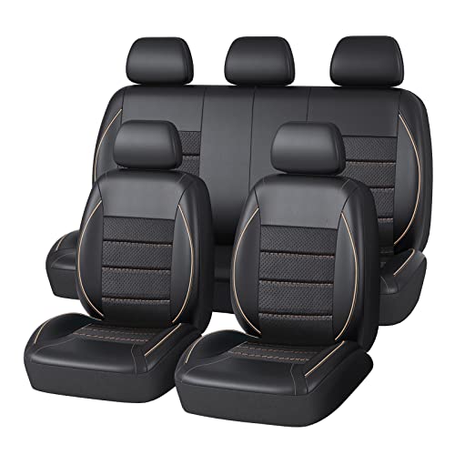 Universal FIT Piping Leather Car Seat Cover, for suvs,Van,Trucks,Airbag Compatible CAR PASS