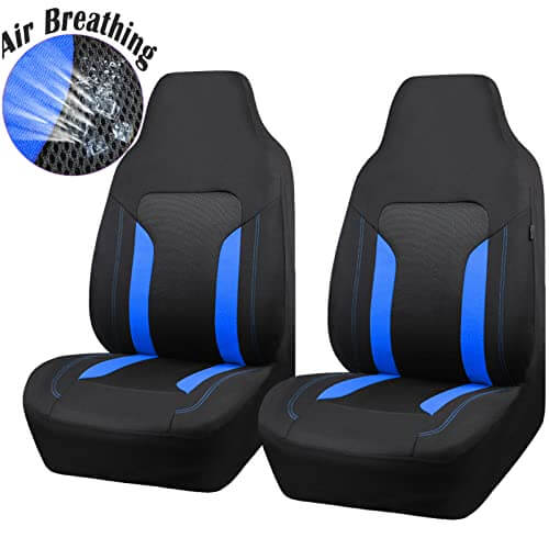 Breathable Sporty Car Seat Covers Airbag and Rear Split Bench 3 Zipper Compatible