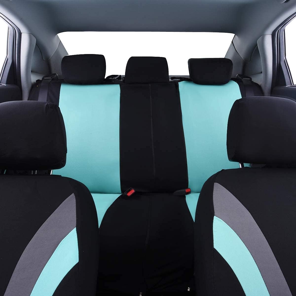 CAR PASS Universal Line Rider 11PCS Car Seat Cover with Waterproof Car Floor Mats with Heel Pad for Car Truck SUV