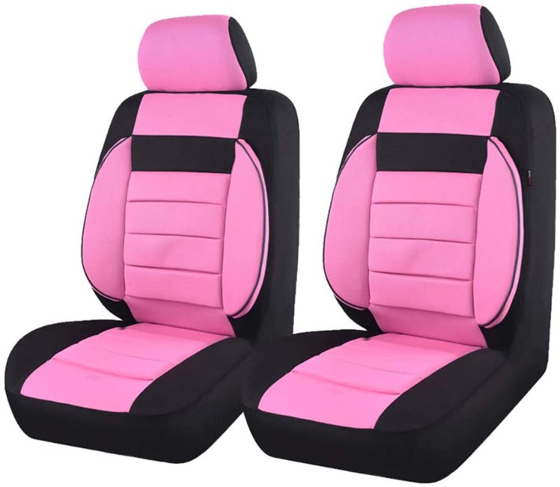 6PCS 3D Foam Cushion Back Support Universal Fit Elegance Two Front Car Seat Cover-Black And Rose Red