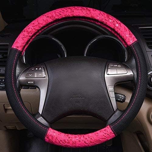 CAR PASS Line Rider 11PCS Universal Fit Car Seat Cover with Delray Lace and Spacer Mesh Steering Wheel Cover for Women Girls