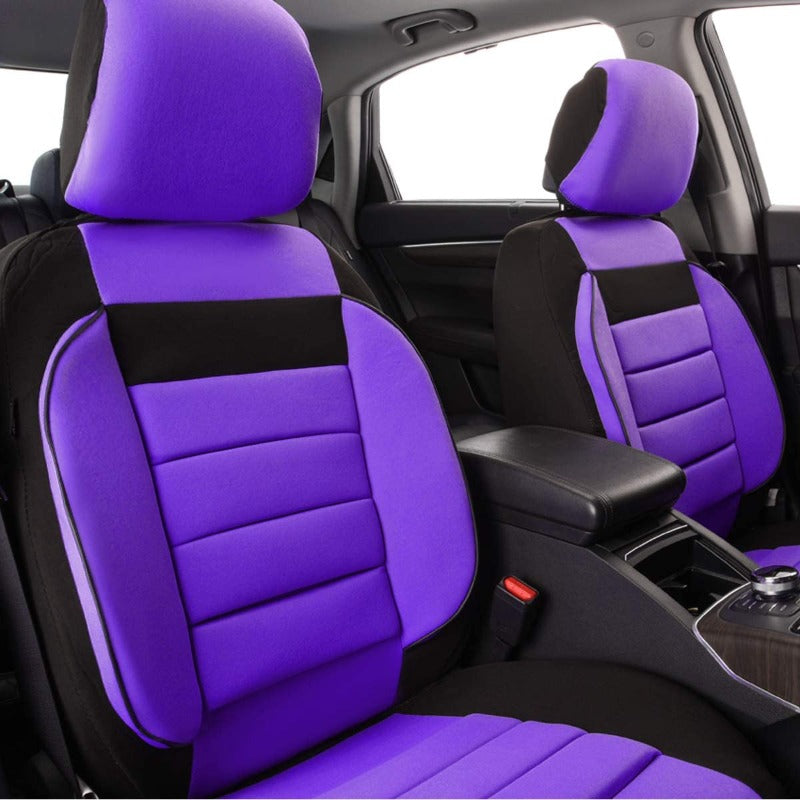 Estune 13 Pcs Purple 3D Foam Cushion Back Support Car Seat Covers Full Set,  Include Purple Steering Wheel Cover Front Seat Covers Seat Belt Cover