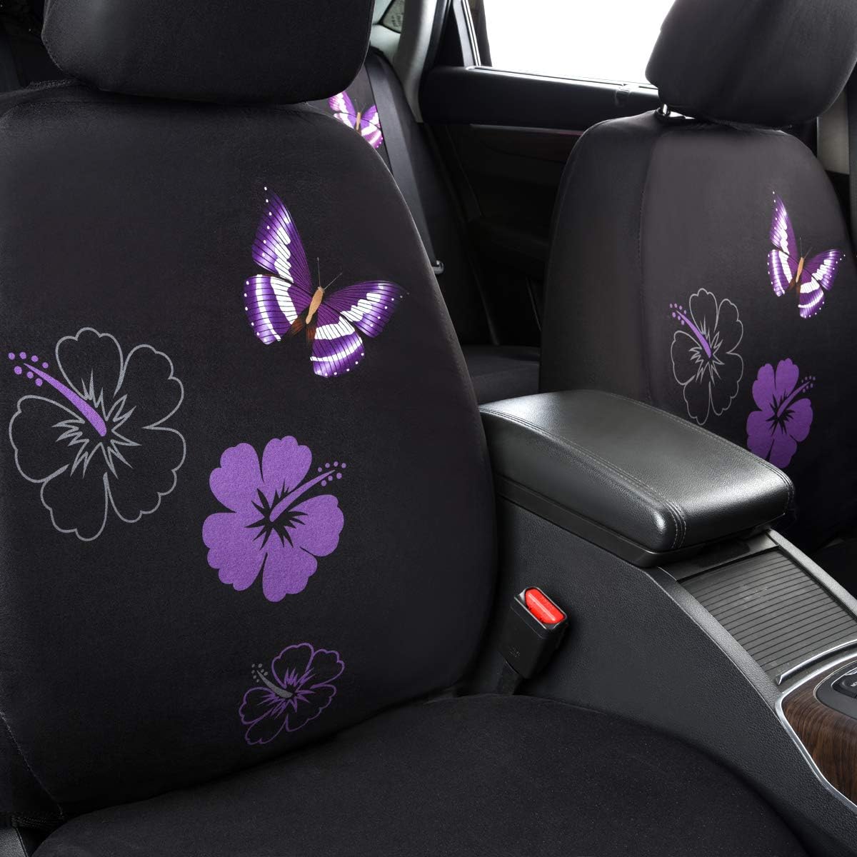 CAR PASS Universal Butterfly and Flower Car Floor Mats,Car Seat Cover and Pretty Butterfly Steering Wheel Cover, for Cute Women Girly, Fit for 95% Suvs,Trucks,Sedans,Vans