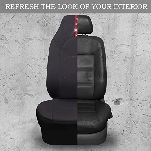 Rhinestone Diamond Bling Bling Car Seat Covers Full Set-Black*Red