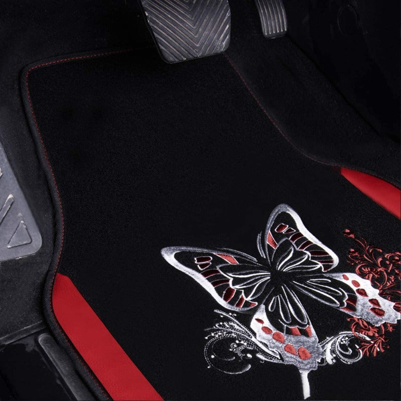 Embroidery Butterfly and Flower Universal Car Floor Mats, Fit for Suvs,Sedans,Trucks,Cars, Set of 4 CAR PASS