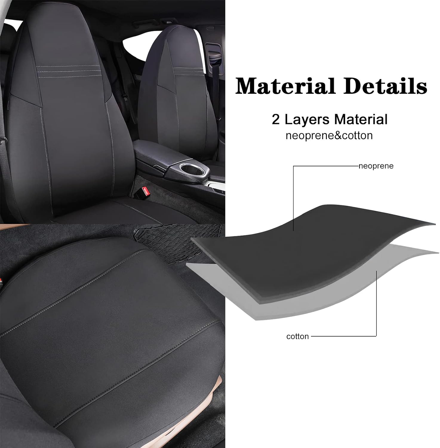 CAR PASS Waterproof Car Seat Covers Full Sets with 5mm Composite EVA, Neoprene Car Seat Cover with Separate Headrest Covers, Quick Setup Universal Fit SUV Trucks Automotive,Airbag Compatible(Gray)