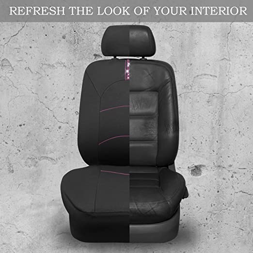 Rhinestone Diamond Bling Bling Car Seat Covers Full Set-Black*Pink
