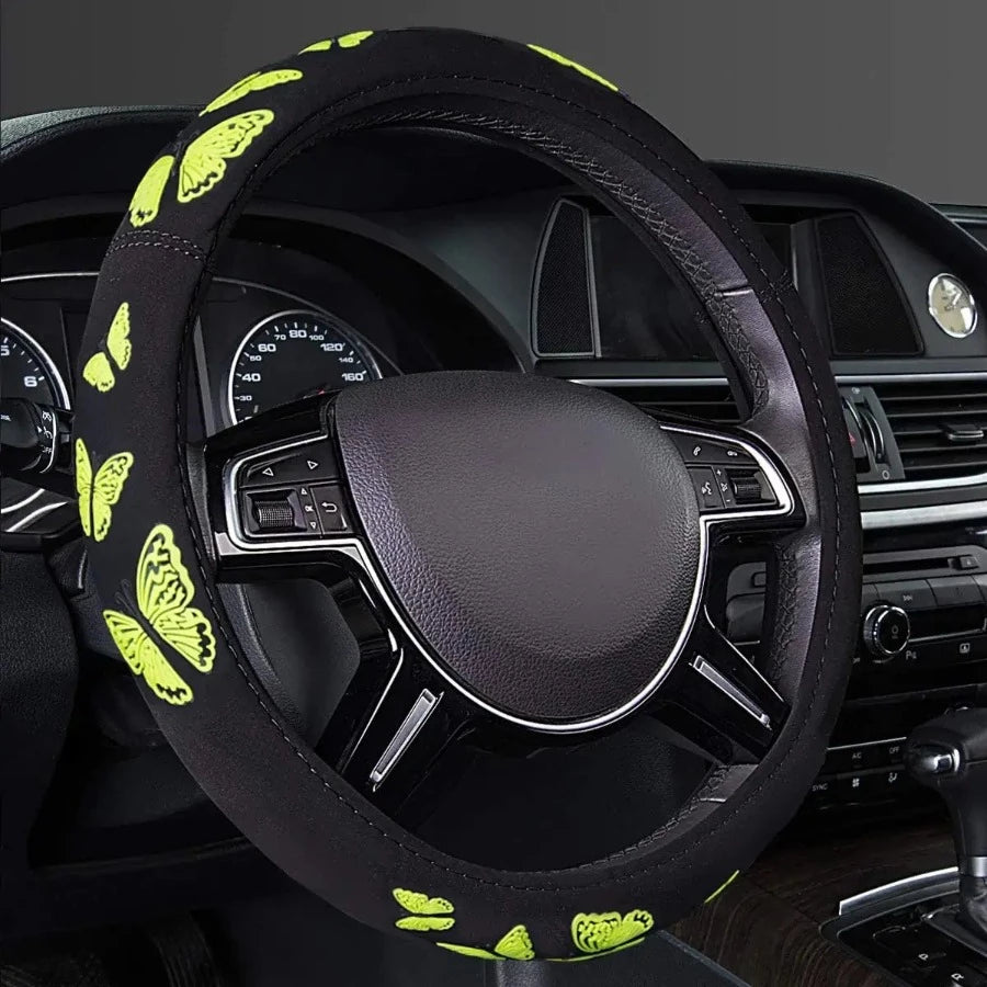 14-14.5 inch Pretty Butterfly Universal Steering Wheel Cover Fit for 95% Suvs,Trucks,Sedans