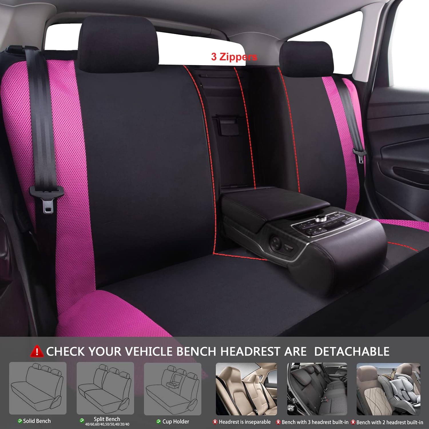 CAR PASS Universal Pink Car Seat Covers and Car Floor Mats Sets with Butterfly, for Women Cute Girls, Fit for Sedans,Cars,Vans