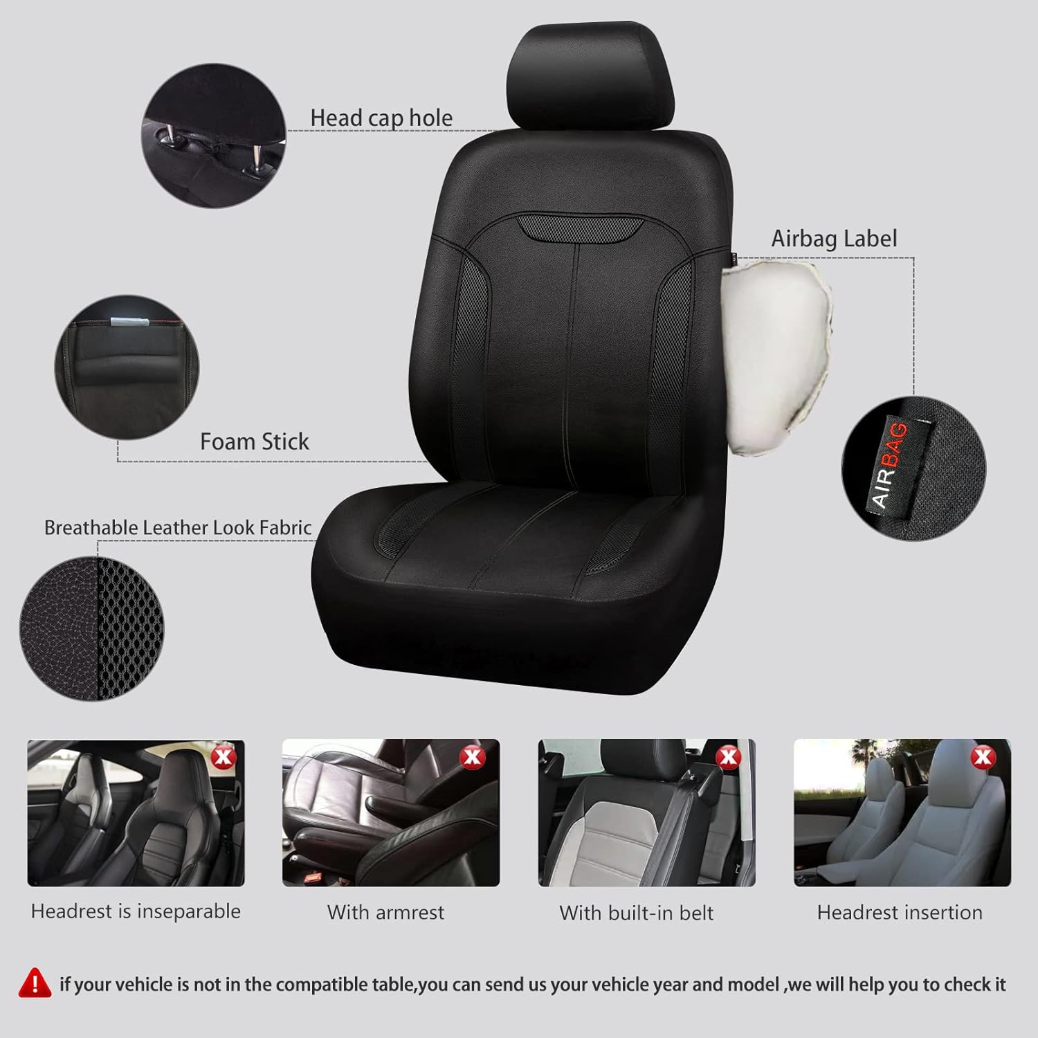 CAR PASS 3D Air Mesh in Cloth Leather Grain Breathable Car Seat Covers Full Set, Universal Compatible Fit 95% Car,SUV,Truck,Sedan,Van,Automotive, 3zipper Rear Bench Armrest Airbag Sports, Black Red