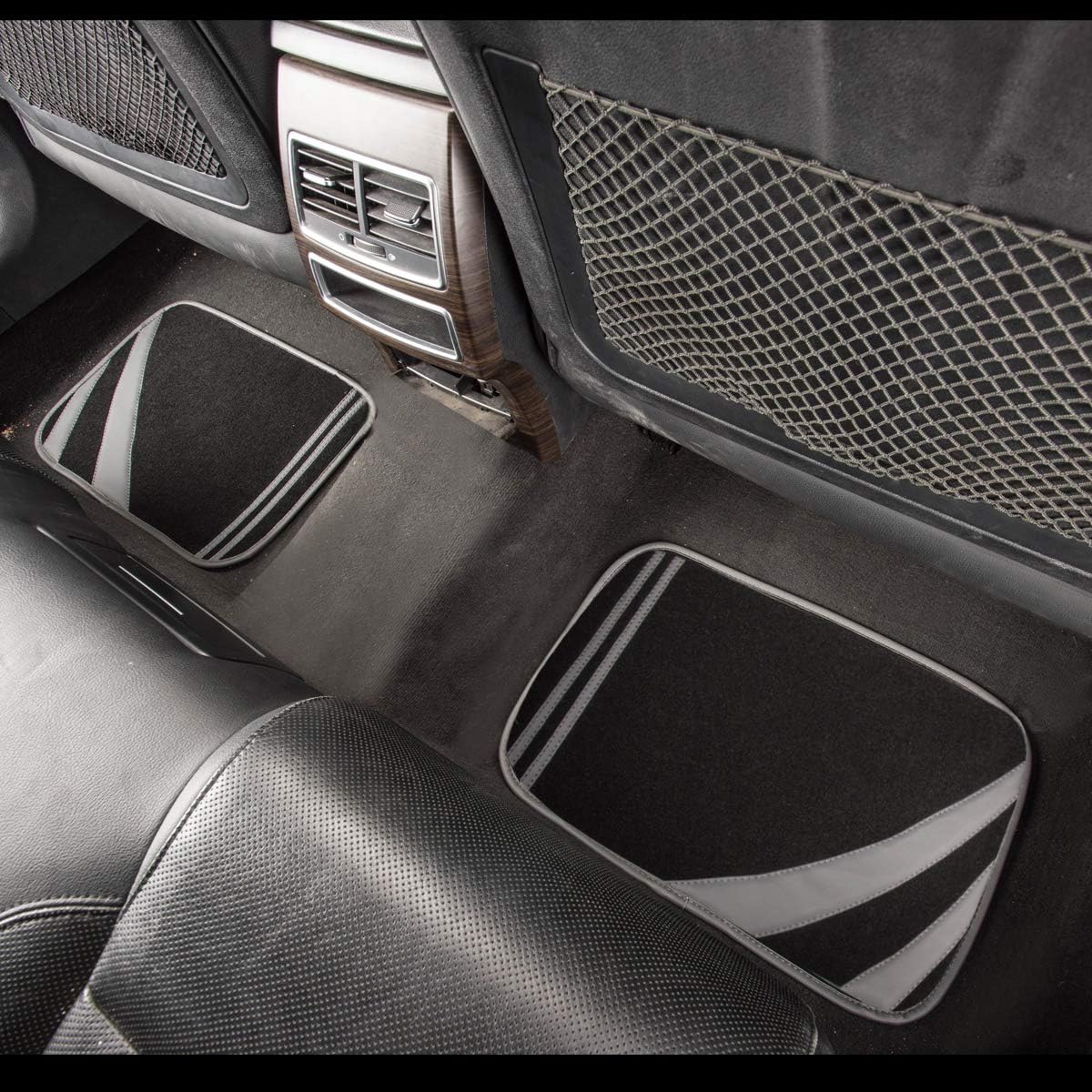 CAR PASS Beige Car Floor Mats, Edge Leather Car Mats with Double Stitch Line and Anti-Slip Backing Design, Fit 95% Automotive,SUVS,Sedan,Vans (Pure Beige)