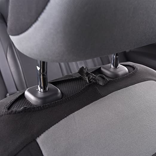 6PCS 3D Foam Cushion Back Support Universal Fit Elegance Two Front Car Seat Cover-Black With Gray
