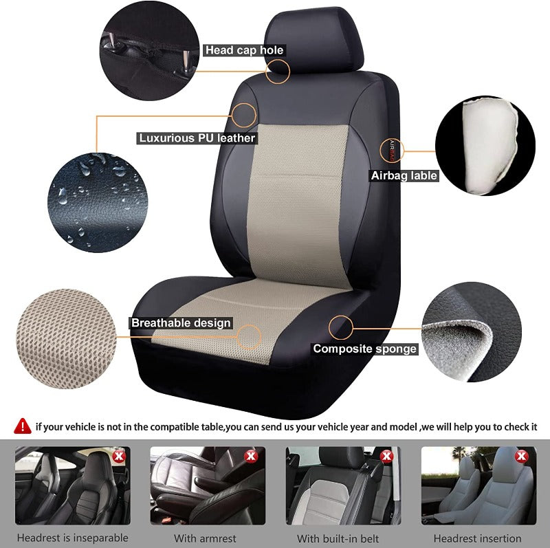 Luxurous Leather Universal Car Seat Covers Set