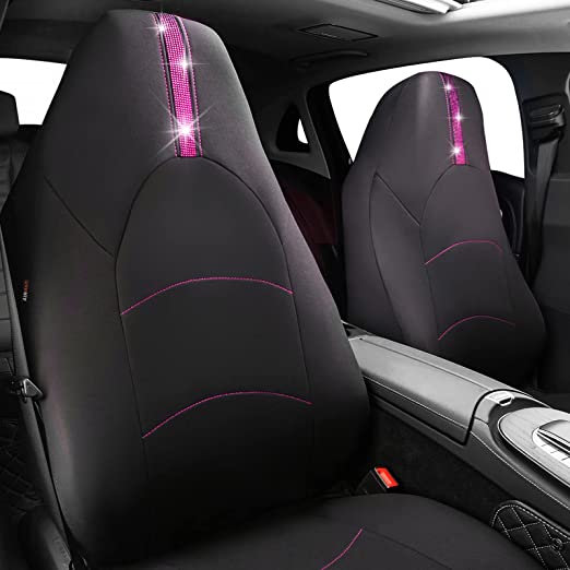 Rhinestone Diamond Bling Bling Car Seat Covers Full Set-Black*Pink