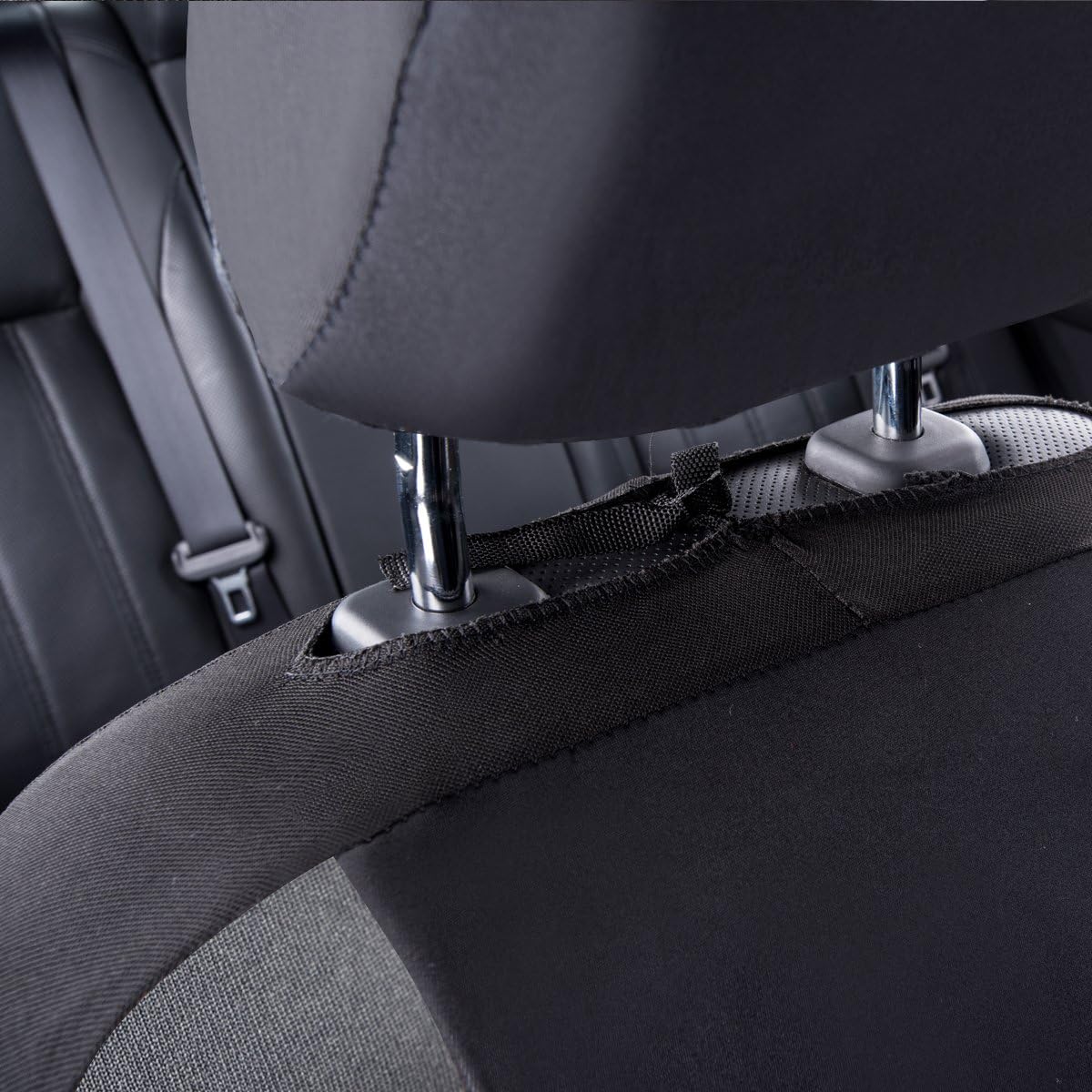CAR PASS Waterproof Neoprene EVA 11 Piece Universal fit Car Seat Covers,Fit for Suvs,Vans,Trucks,Sedans,Airbag Compatible,Inside Zipper Design (Black and Beige)