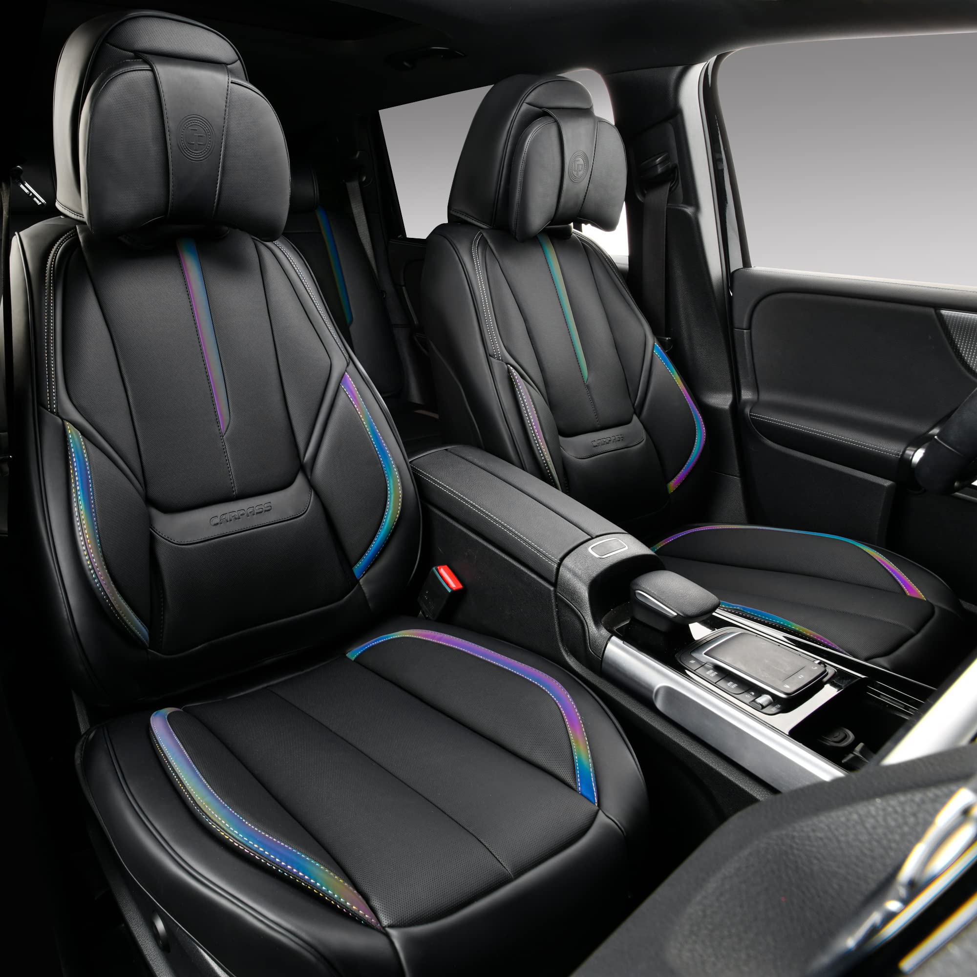 Chameleon Lumbar Support Nappa Leather Seat Covers Full Set Coverage Waterproof & Breathable Luxury Cushioned