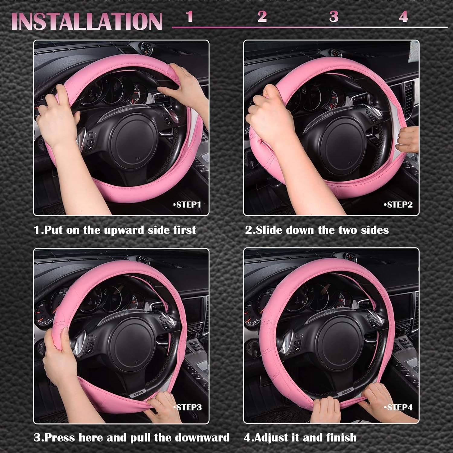CAR PASS Barbie Pink Nappa Waterproof Leather Car Seat Covers Full Sets Cushion Breathable Protector Universal Fit for Car Sedan SUV Pickup Truck