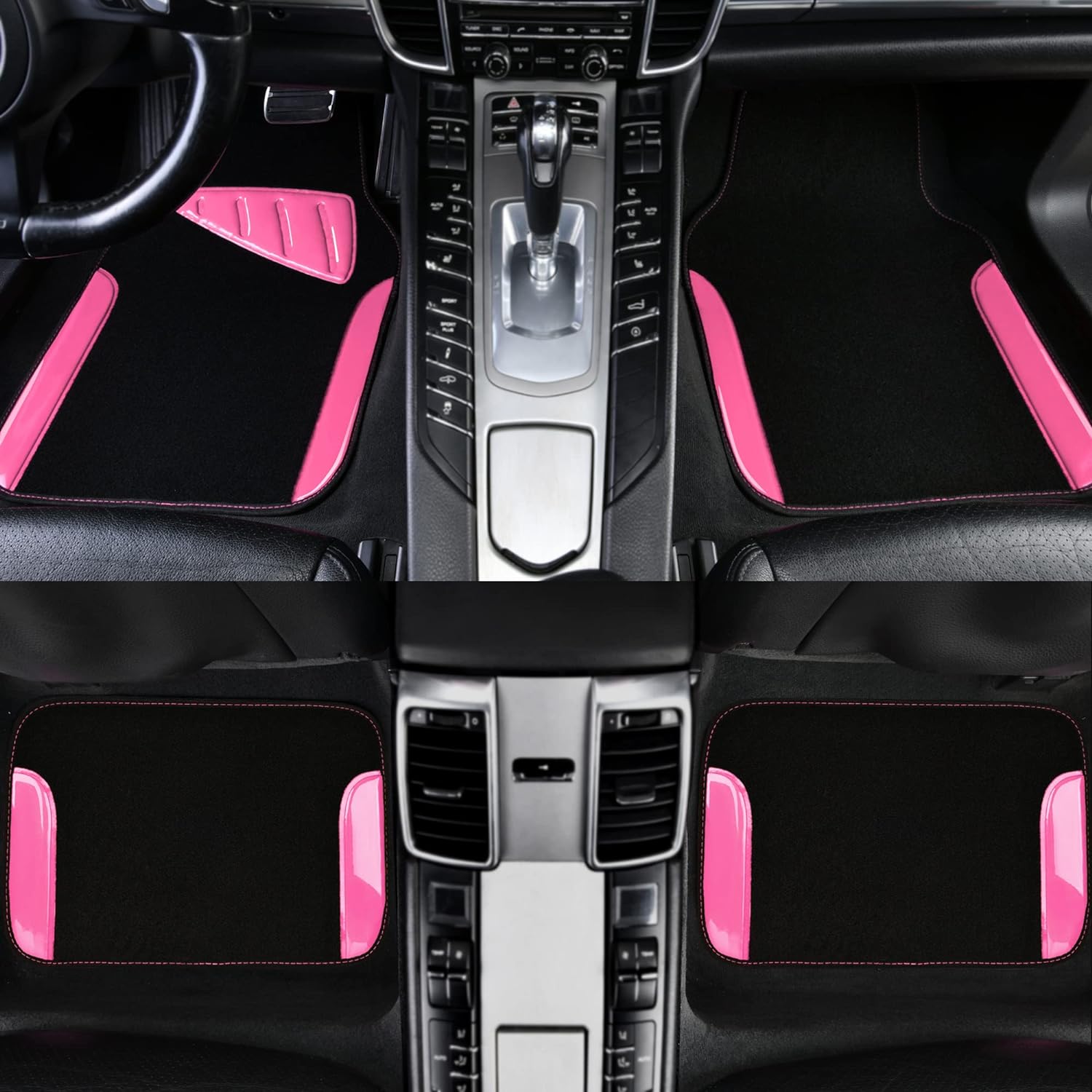 CAR PASS Jelly Waterproof Universal Fit Car Floor Mats, Girly Car Carpet Mats with Anti-Slip Nibbs Backing & Driver Heel Pad Fit for SUV, Vans, sedans, Cute car mats of 4pcs for Women (Light Pink)
