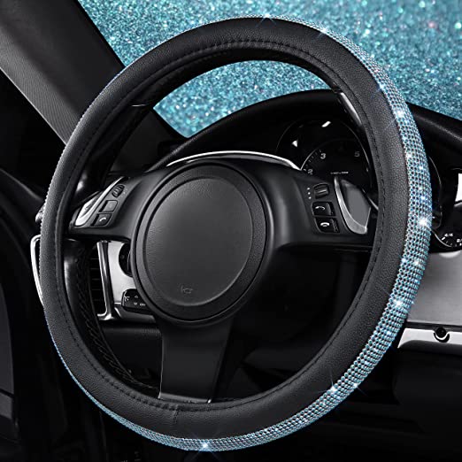 Rhinestones Diamond Bling Steering Wheel Cover, Fit for Suvs,Vans,Sedans,Cars,Trucks-Mint