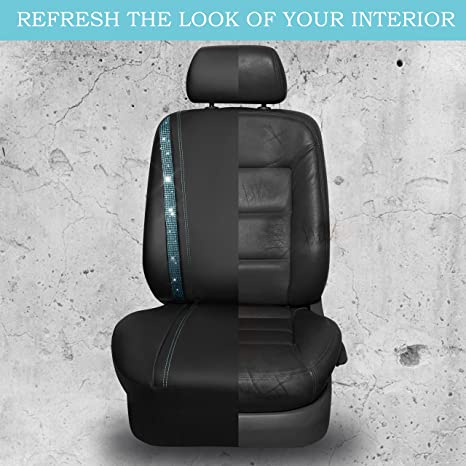 Bling Car Seat Cover Shining Rhinestone Diamond Bucket Universal Two Front Faux Leather Seat Covers-Mint