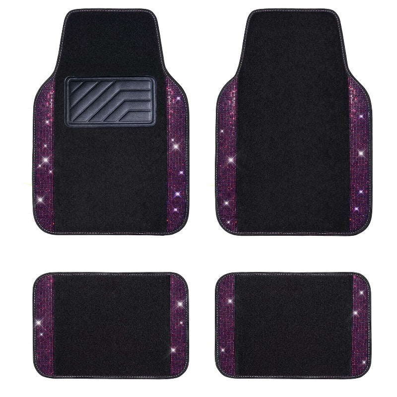Bling Rhinestones Diamond Universal Waterproof Car Floor Mat-Purple