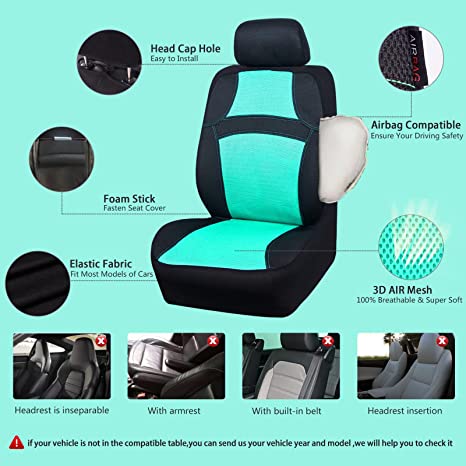 Universal 13PCS 3D Air Mesh-100% Breathable Seat Covers Full Sets