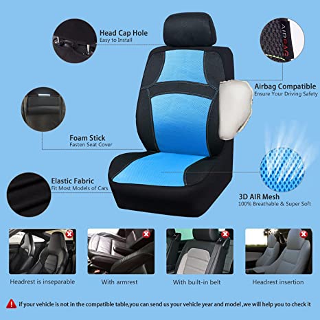 Universal 13PCS 3D Air Mesh-100% Breathable Seat Covers Full Sets