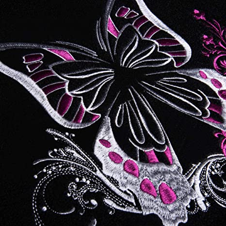 Embroidery Butterfly and Flower Universal Fit Car Floor Mats, Fit for Suvs,Sedans,Trucks,Cars, Set of 4-Pink Butterfly Face