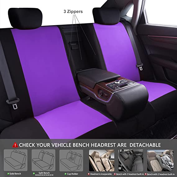 Line Rider Sporty Cloth 11PCS Universal Fit Car Seat Cover-Purple