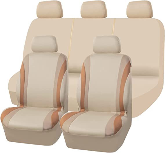 Line Rider Sporty Cloth 11PCS Universal Fit Car Seat Cover-Beige