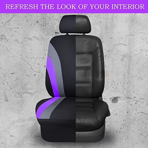 Line Rider Sporty Cloth 11PCS Universal Fit Car Seat Cover-Purple
