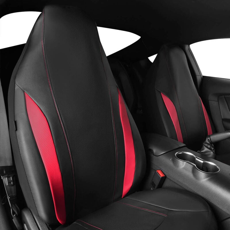 Sporty Carbon Leather Universal High Back Front Car Seat Cover with Zipper Design