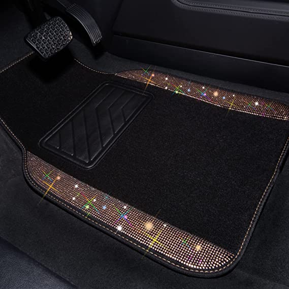 Bling Rhinestones Diamond Universal Waterproof Car Floor Mat-Gold