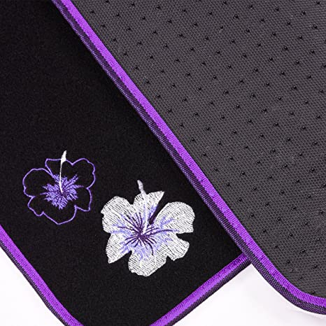 Embroidery Butterfly and Flower Universal Fit Car Floor Mats, Fit for Suvs,Sedans,Trucks,Cars, Set of 4-Purple Butterfly Flower
