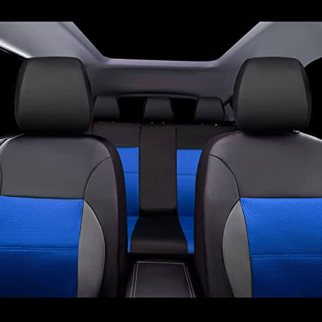 11 Pieces Leather Universal Car Seat Covers Set-Black and Blue