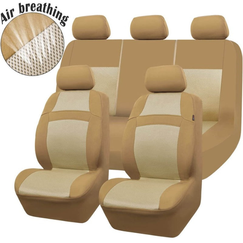 Rainbow Universal Fit 3D Air Mesh Car Seat Cover with 5mm Composite Sponge Inside-Beige